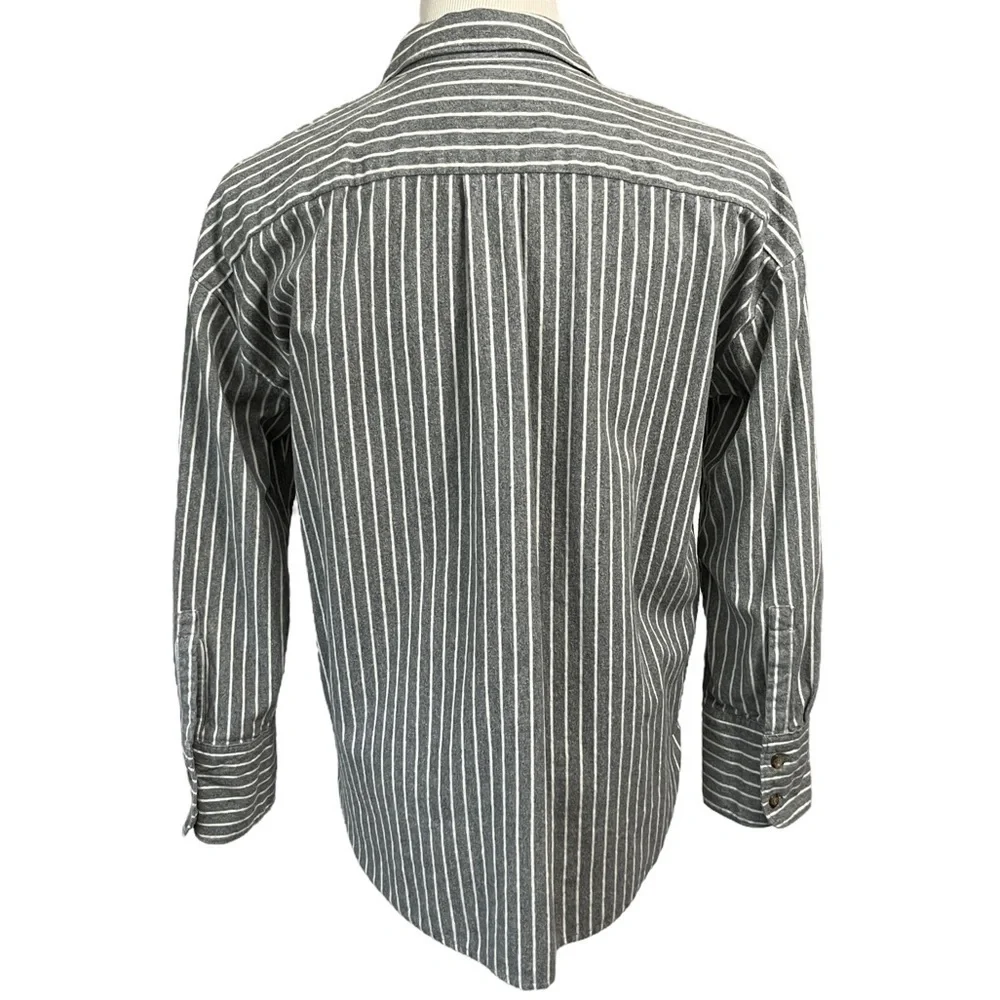 Madewell Grey & White Westward Striped Flannel Shirt Size Small